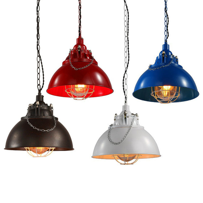 Single Iron Hanging Pendant Light With Antique Conical Shade - Ideal For Restaurants