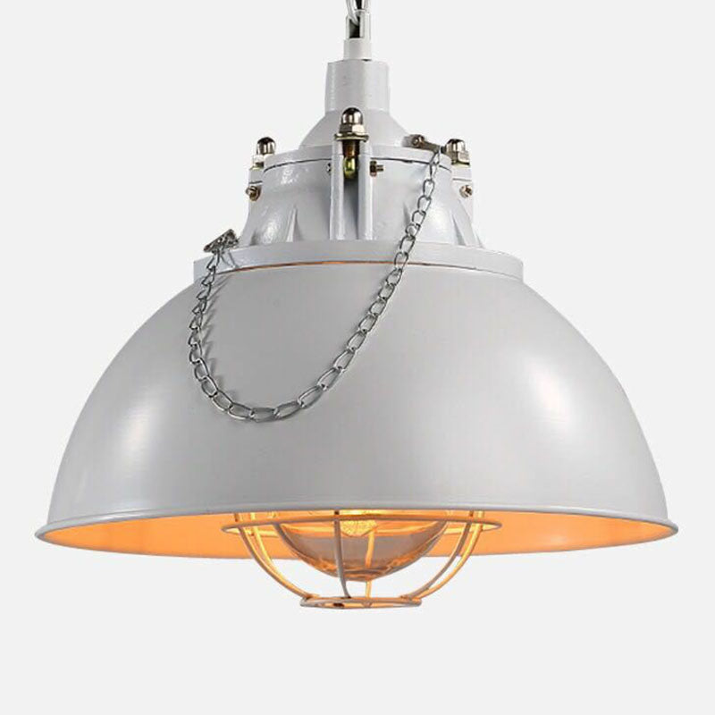 Single Iron Hanging Pendant Light With Antique Conical Shade - Ideal For Restaurants White