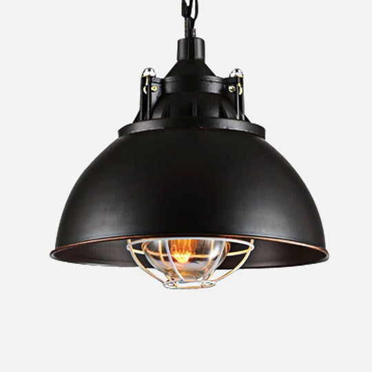 Single Iron Hanging Pendant Light With Antique Conical Shade - Ideal For Restaurants Black