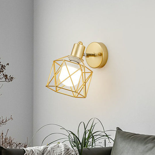 Rotatable Antique Gold Hexagonal Wall Mount Light Fixture