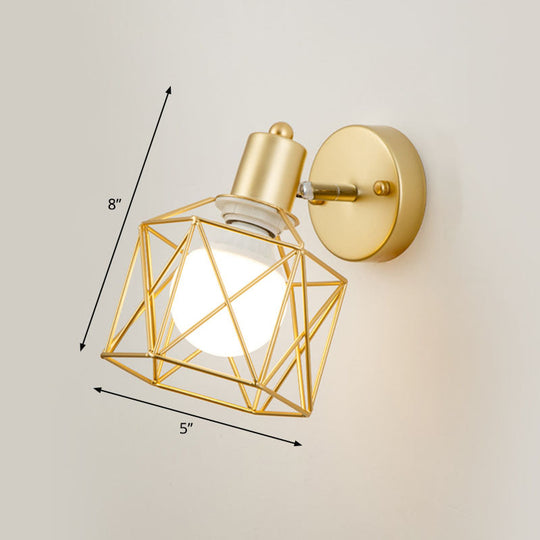 Rotatable Antique Gold Hexagonal Wall Mount Light Fixture