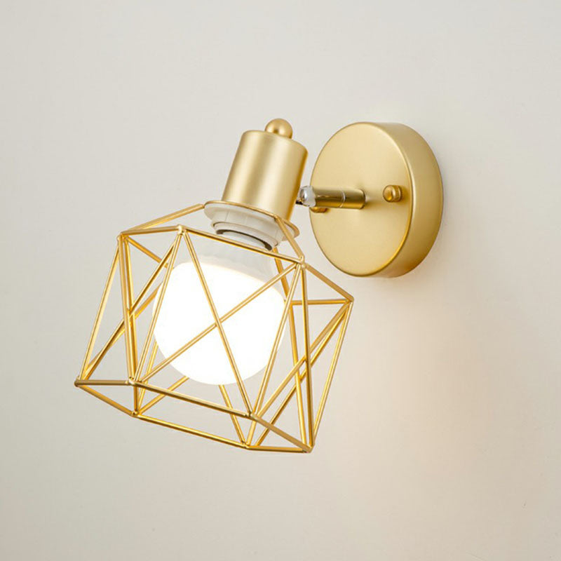 Rotatable Antique Gold Hexagonal Wall Mount Light Fixture