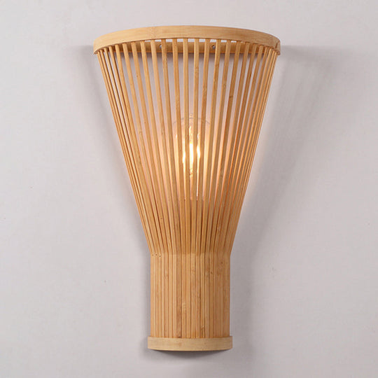 Minimalist Tapered Bamboo Wall Mount Light - Single Living Room Fixture