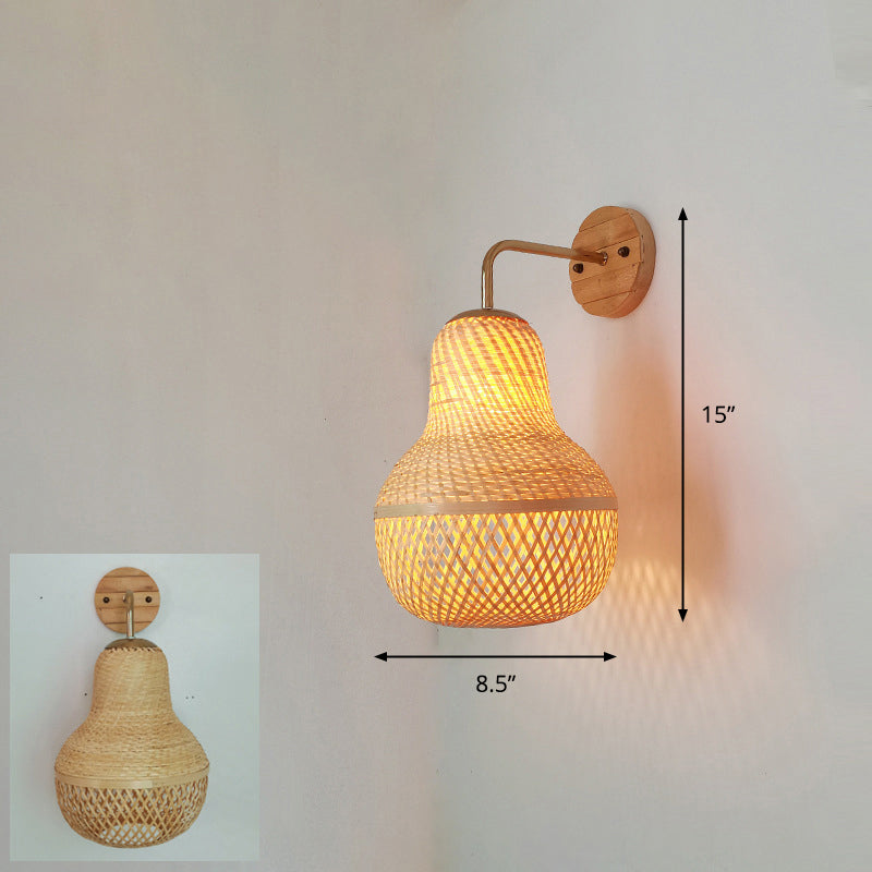 Bamboo Single-Bulb Wall Mounted Lamp: Handcrafted Corridor Light Fixture In Contemporary Wood Design