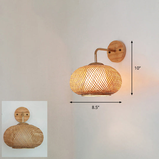 Bamboo Single-Bulb Wall Mounted Lamp: Handcrafted Corridor Light Fixture In Contemporary Wood Design