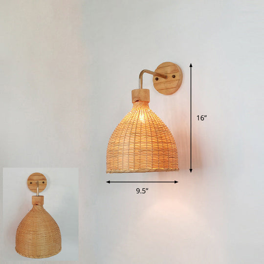 Bamboo Single-Bulb Wall Mounted Lamp: Handcrafted Corridor Light Fixture In Contemporary Wood Design