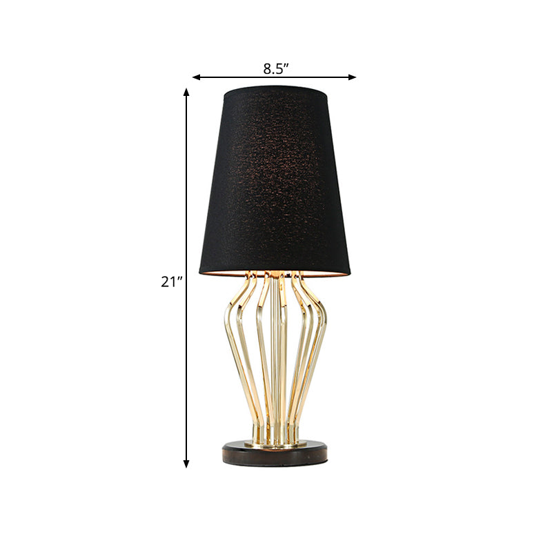 Classic Black/White Table Lamp For Bedroom Barrel Shape Traditional Style 1 Light 8.5/12 Wide