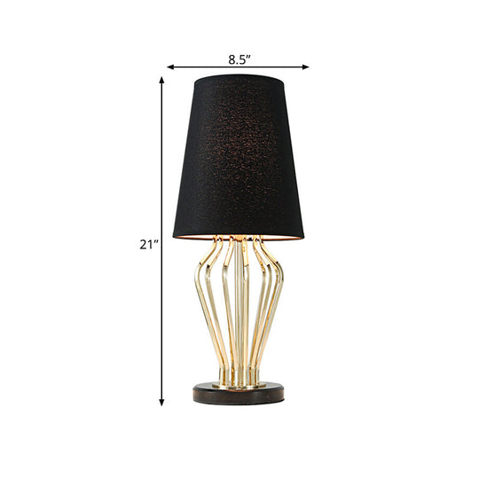 Classic Black/White Table Lamp For Bedroom Barrel Shape Traditional Style 1 Light 8.5/12 Wide