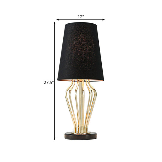 Classic Black/White Table Lamp For Bedroom Barrel Shape Traditional Style 1 Light 8.5/12 Wide