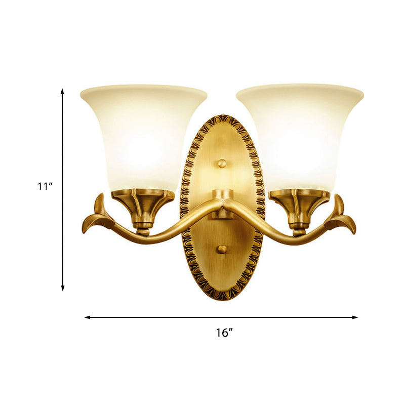 Frosted Glass Brass Wall Sconce With Vintage Light Fixture For Study