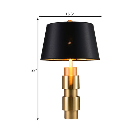 Black Desk Lamp With Fabric Drum Shade And Metal Base - Ideal Reading Light For Bedroom