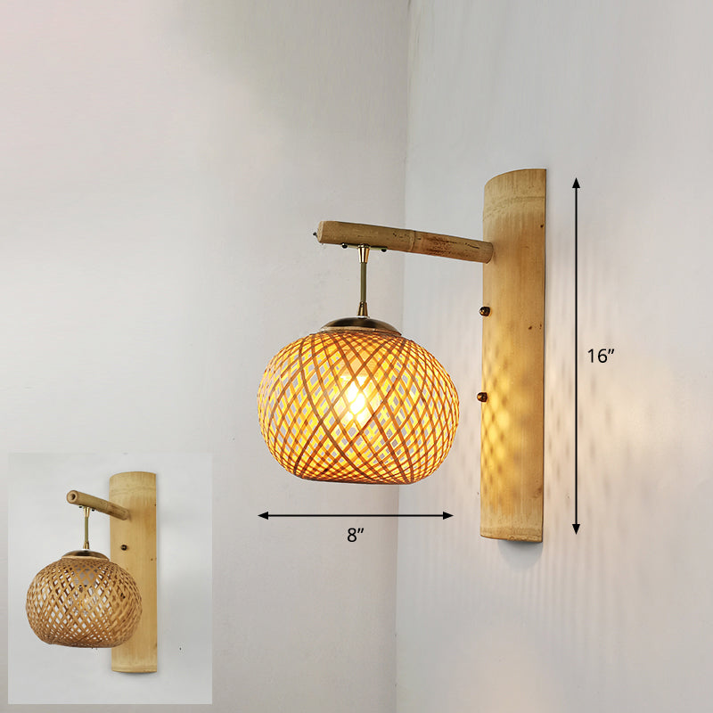 Modern Handmade Bamboo Wall Light For Corridor Wood / F