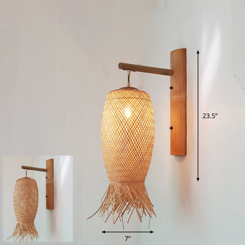 Modern Handmade Bamboo Wall Light For Corridor Wood / V