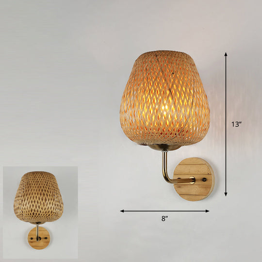 Modern Handmade Bamboo Wall Light For Corridor Wood / M