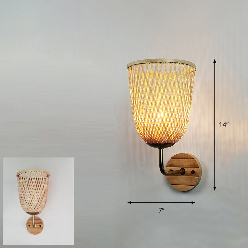 Modern Handmade Bamboo Wall Light For Corridor Wood / I