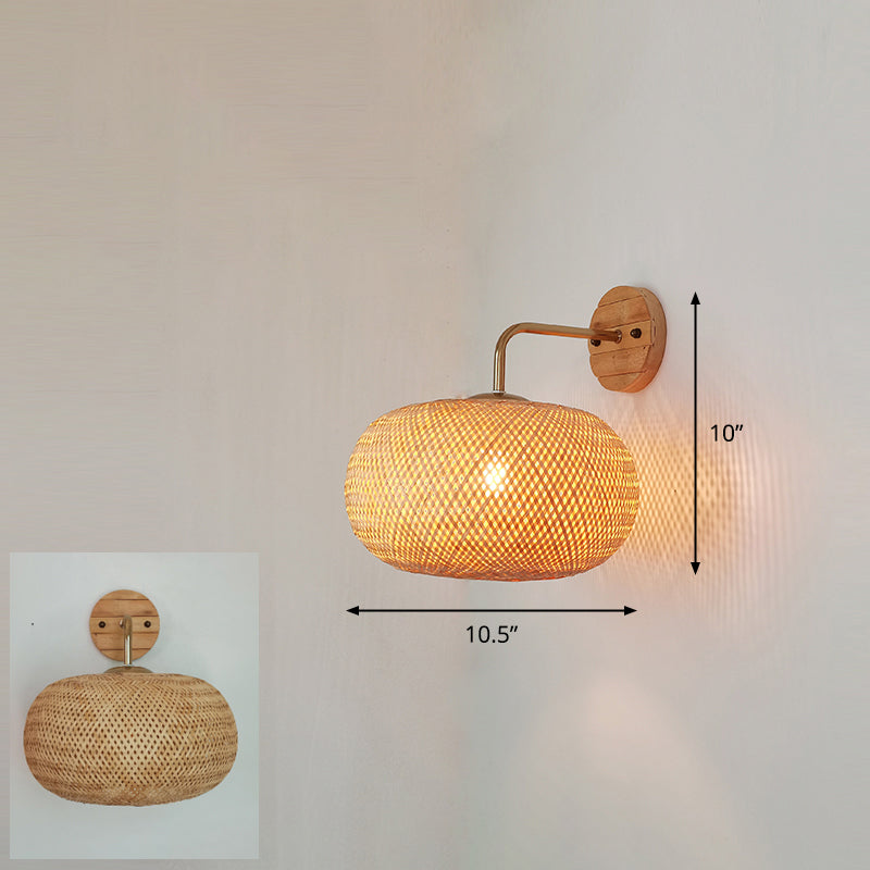 Modern Handmade Bamboo Wall Light For Corridor Wood / Z