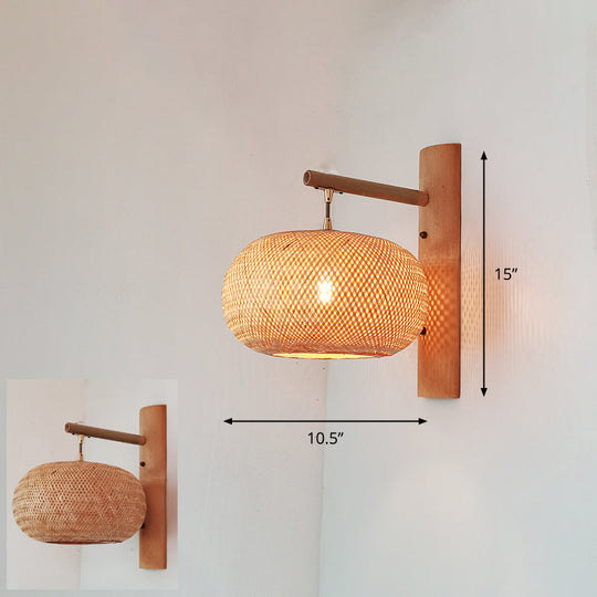 Modern Handmade Bamboo Wall Light For Corridor Wood / U