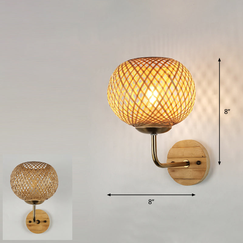 Modern Handmade Bamboo Wall Light For Corridor Wood / L