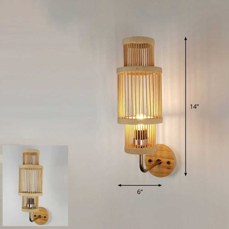 Modern Handmade Bamboo Wall Light For Corridor Wood / N