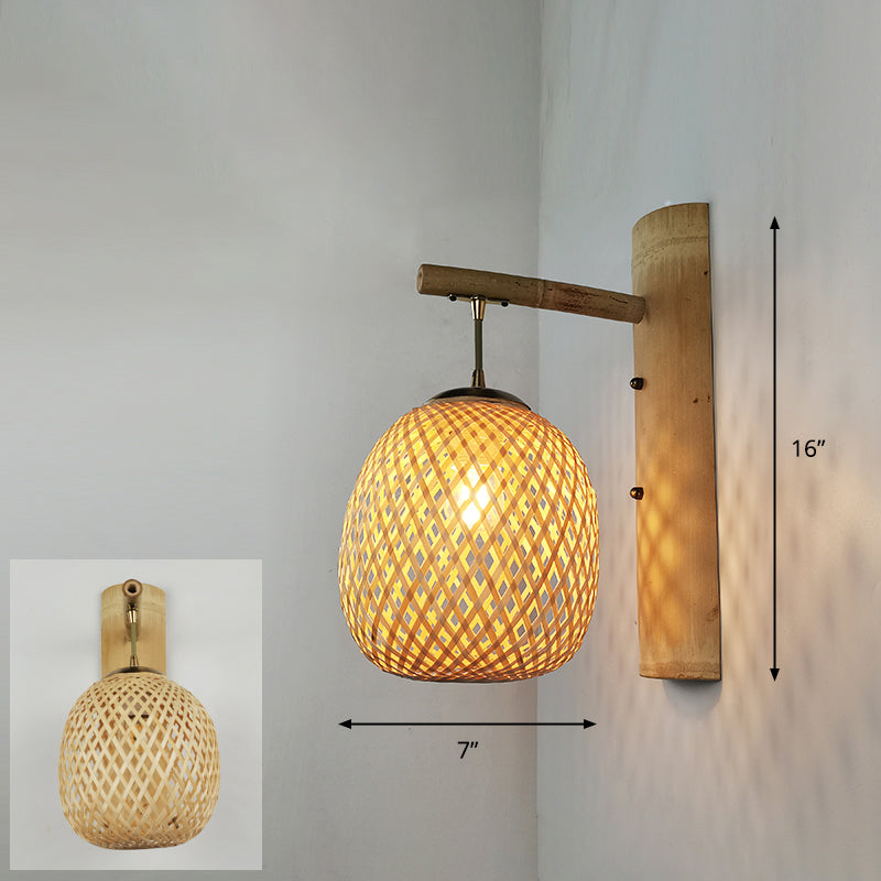 Modern Handmade Bamboo Wall Light For Corridor Wood / C