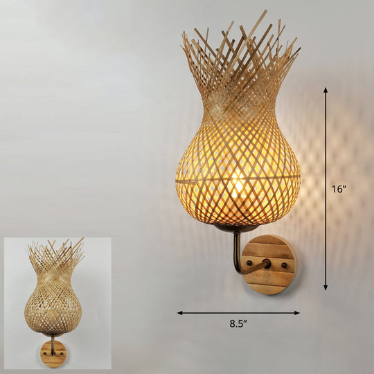 Modern Handmade Bamboo Wall Light For Corridor Wood / K