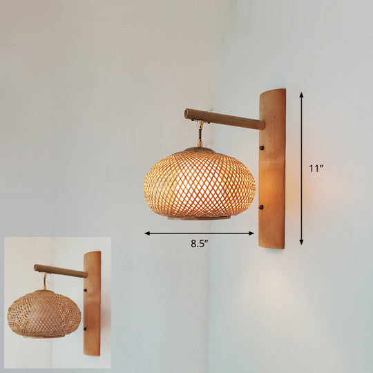 Modern Handmade Bamboo Wall Light For Corridor Wood / W