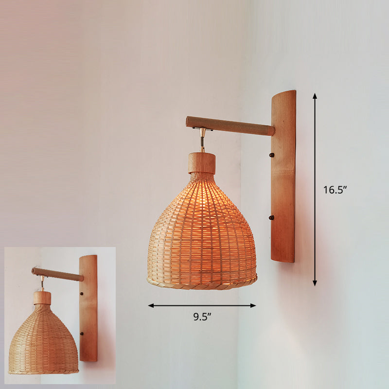 Modern Handmade Bamboo Wall Light For Corridor Wood / Q