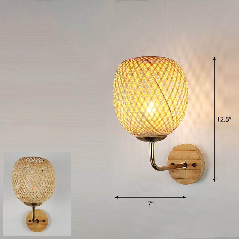 Modern Handmade Bamboo Wall Light For Corridor Wood / J