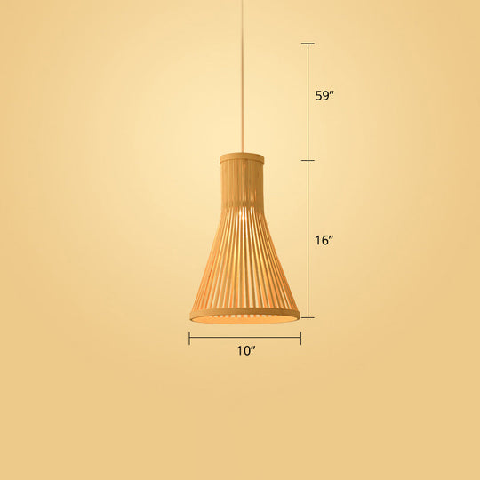 Woven Bamboo Pendant Light - Modern Single Wood Hanging Ceiling Fixture For Restaurants / A