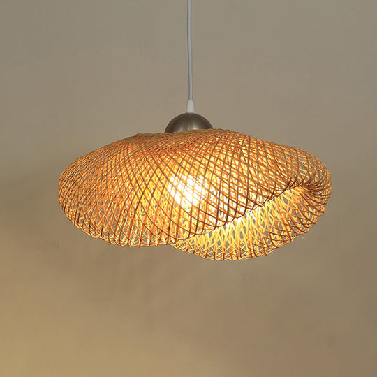 Handwoven Bamboo Pendant Light - Contemporary Wood Suspension Fixture