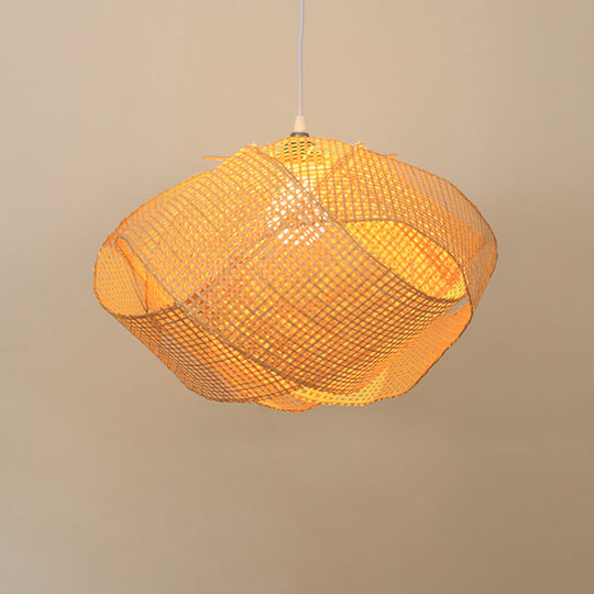 Handwoven Bamboo Pendant Light - Contemporary Wood Suspension Fixture