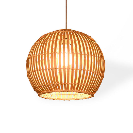 South-East Asia Bamboo Globe Pendant Light For Restaurants