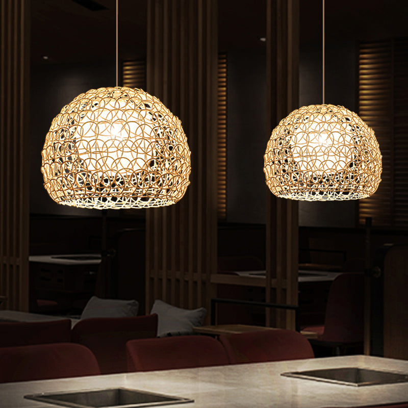 Dome Rattan Pendant Light Fixture - Simplicity In Wood