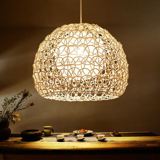 Dome Rattan Pendant Light Fixture - Simplicity In Wood