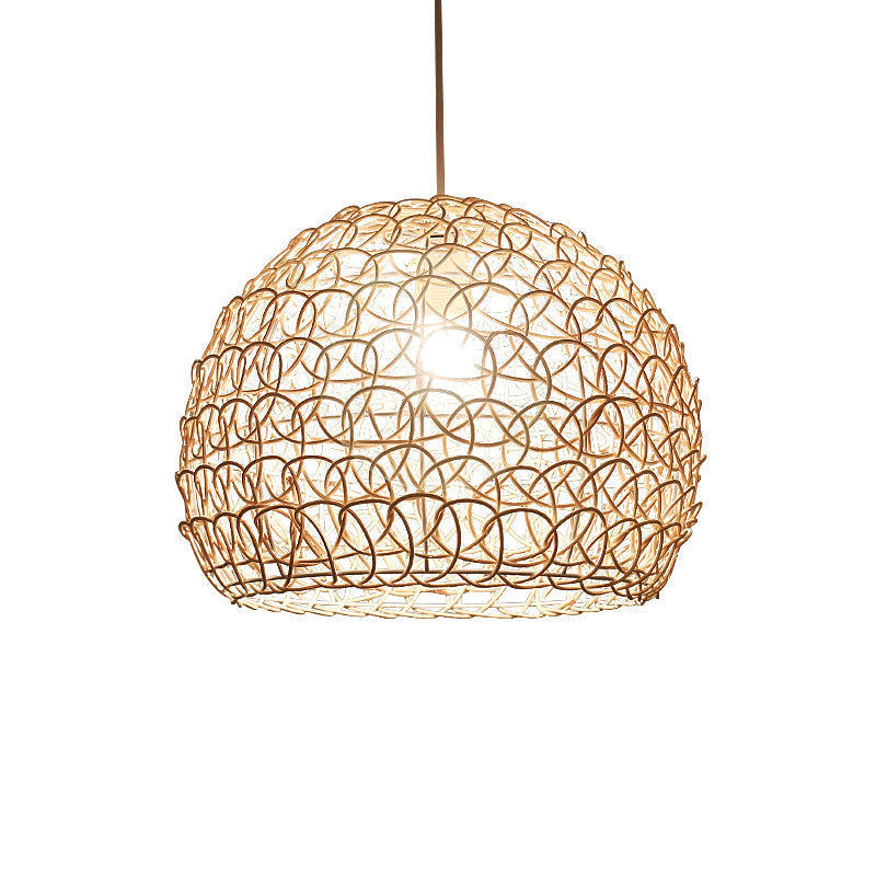 Dome Rattan Pendant Light Fixture - Simplicity In Wood