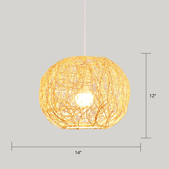 Minimalist Bamboo Pendant Ceiling Light - Handcrafted Wood Suspension Lighting