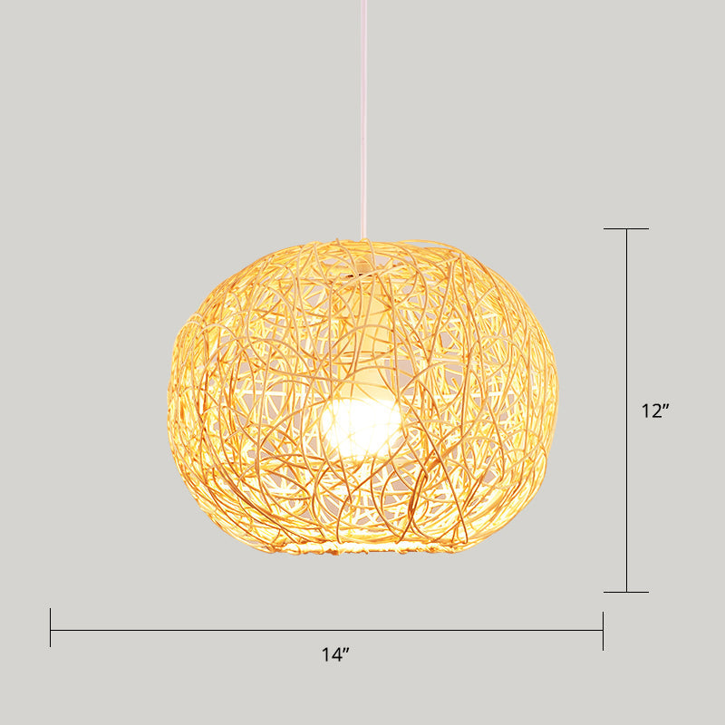 Minimalist Bamboo Pendant Ceiling Light - Handcrafted Wood Suspension Lighting / B