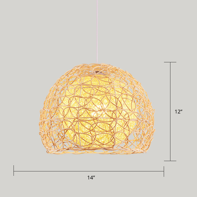 Minimalist Bamboo Pendant Ceiling Light - Handcrafted Wood Suspension Lighting / A