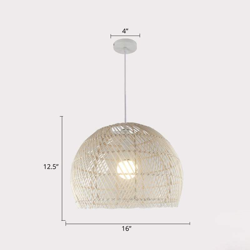 Handcrafted Rattan Suspension Light - Simplicity Wood Pendant Fixture For Restaurants