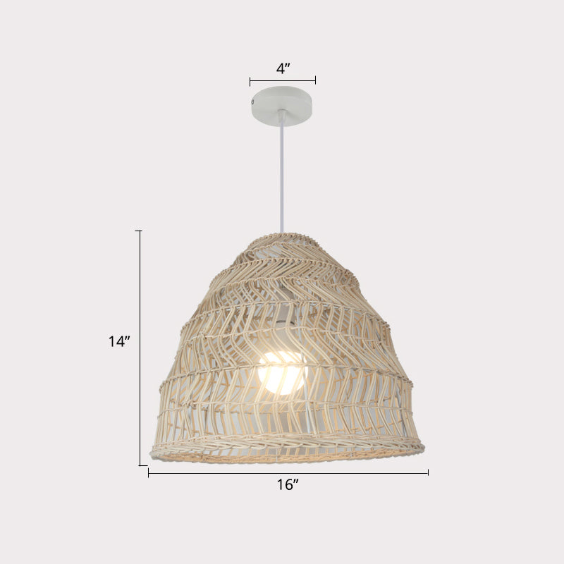 Handcrafted Rattan Suspension Light - Simplicity Wood Pendant Fixture For Restaurants