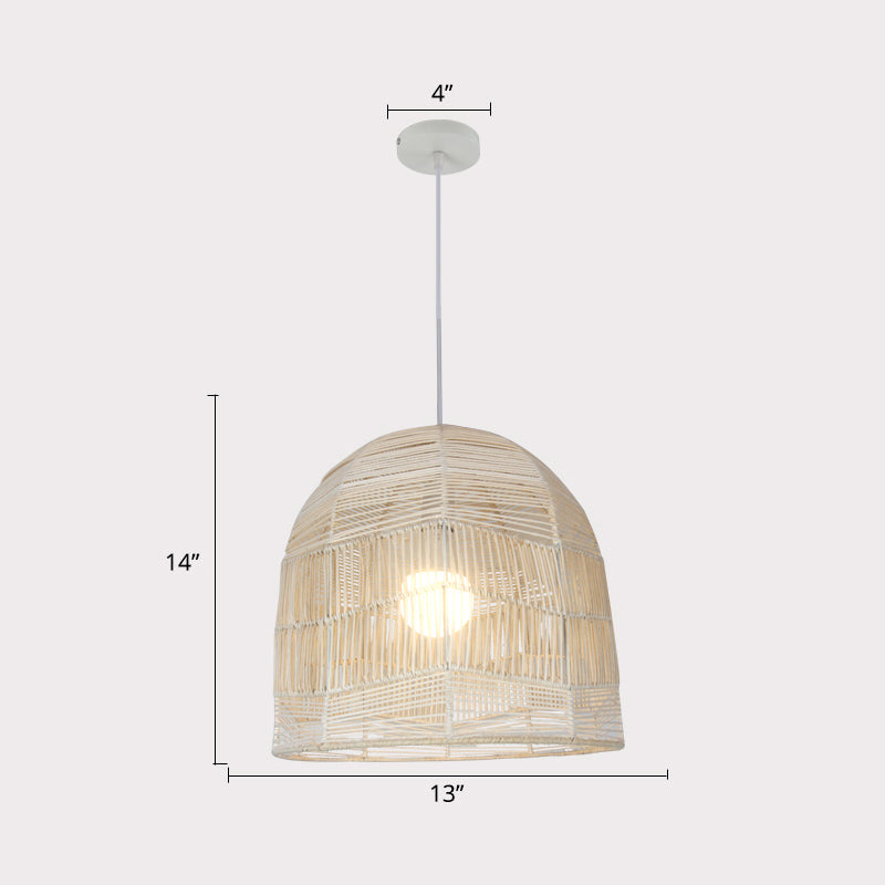 Handcrafted Rattan Suspension Light - Simplicity Wood Pendant Fixture For Restaurants