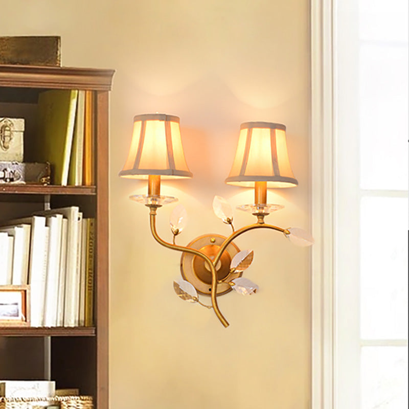 Stylish Metal Branch Wall Light - Lodge 2-Light Brass Sconce With/Without Bell Shade For Indoors /