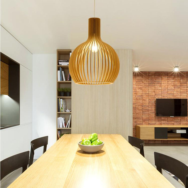 Modern Wood Geometric Pendant Light for Restaurant Ceilings