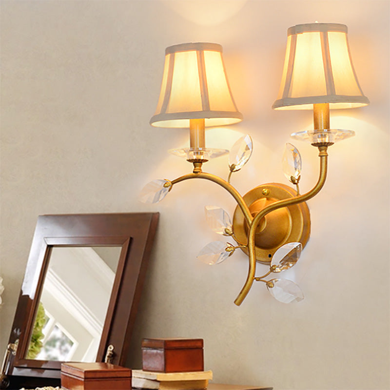 Stylish Metal Branch Wall Light - Lodge 2-Light Brass Sconce With/Without Bell Shade For Indoors