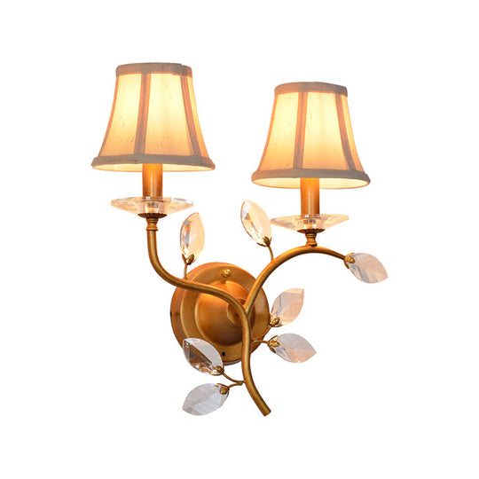 Stylish Metal Branch Wall Light - Lodge 2-Light Brass Sconce With/Without Bell Shade For Indoors