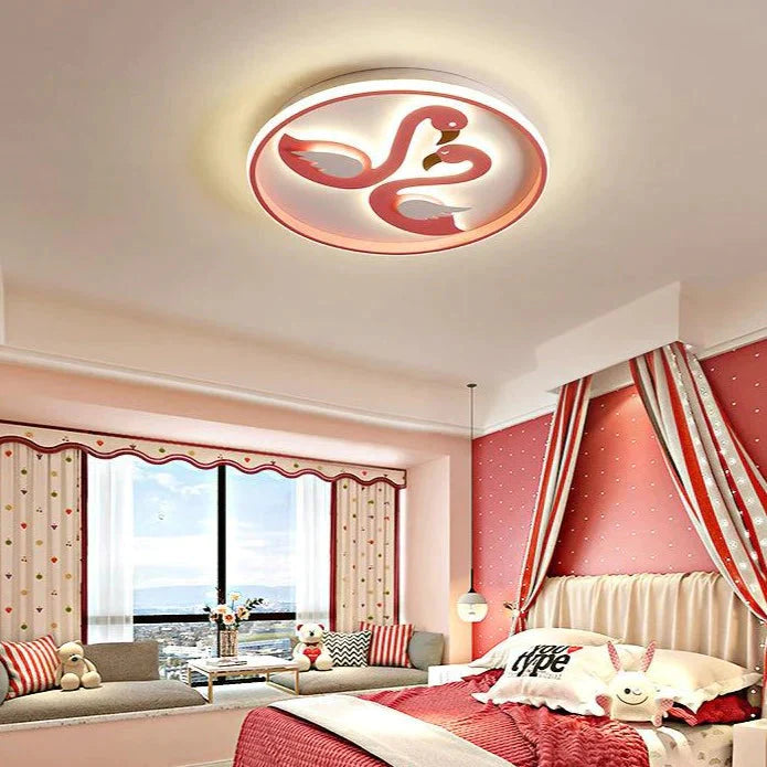 Creative Pink Flamingo Led Bedroom Ceiling Lamp