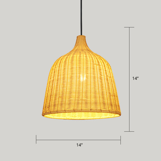 Handwoven Rattan Suspension Light: Simplicity Wood Pendant Fixture / B