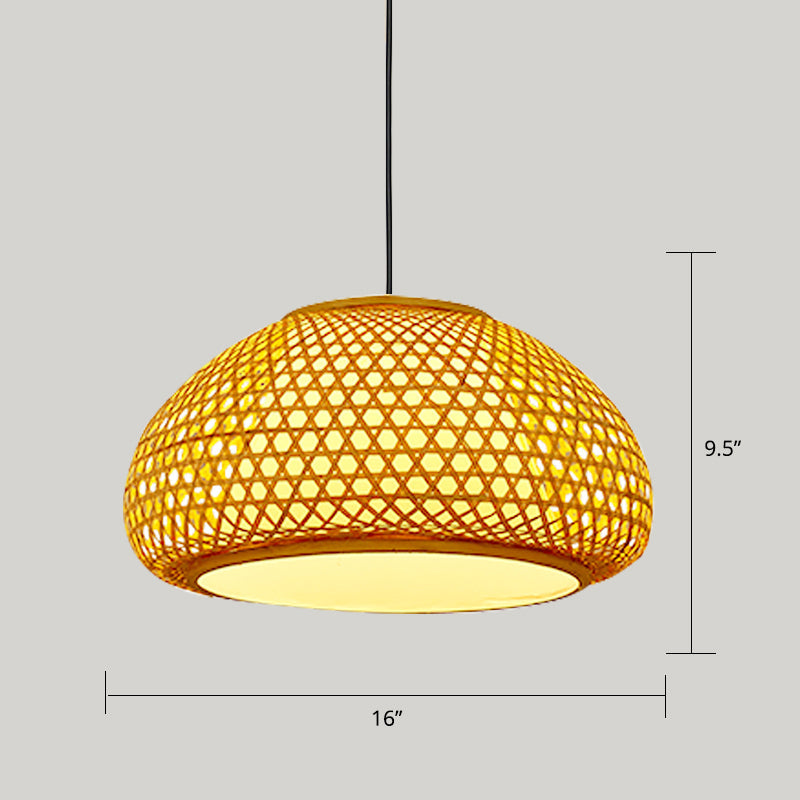 Handwoven Rattan Suspension Light: Simplicity Wood Pendant Fixture / A