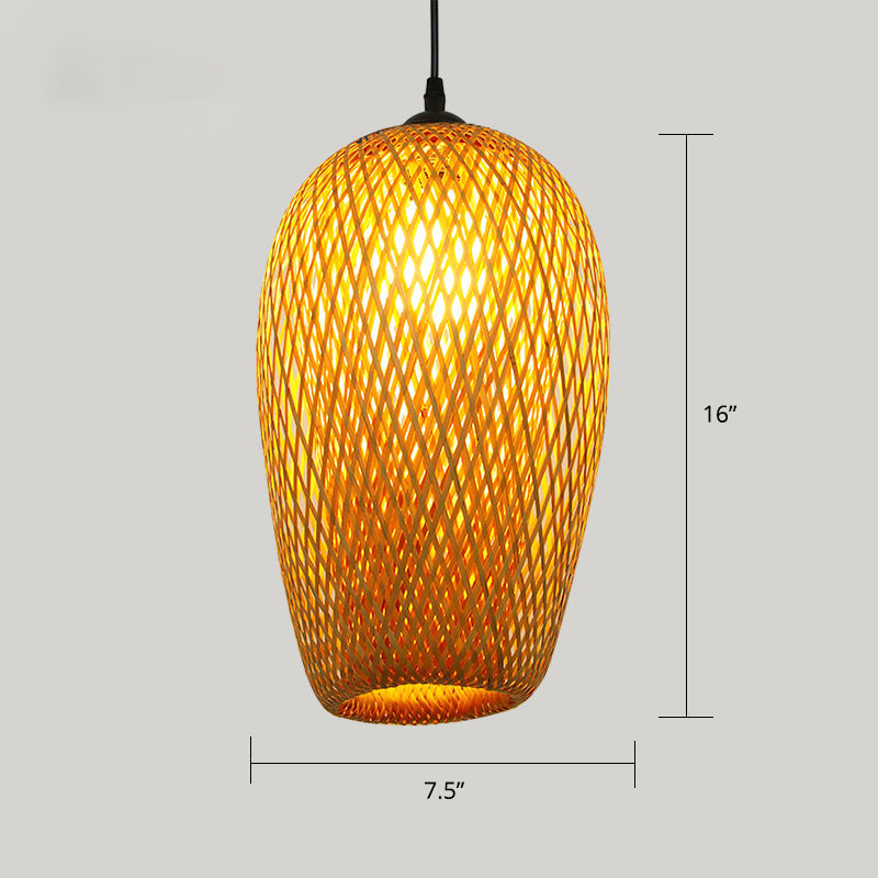 Handwoven Rattan Suspension Light: Simplicity Wood Pendant Fixture