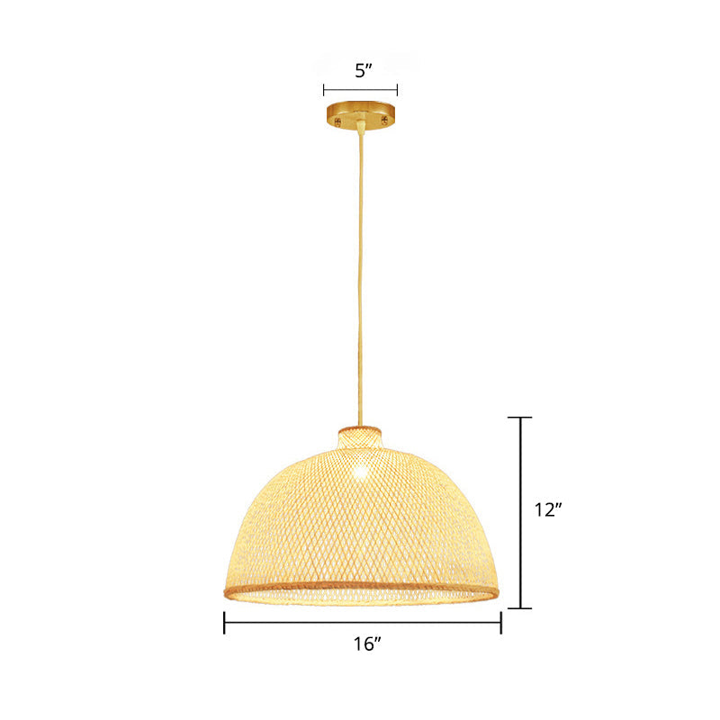 Bamboo Suspension Lighting: Minimalist 1-Head Wood Pendant For Tea Room